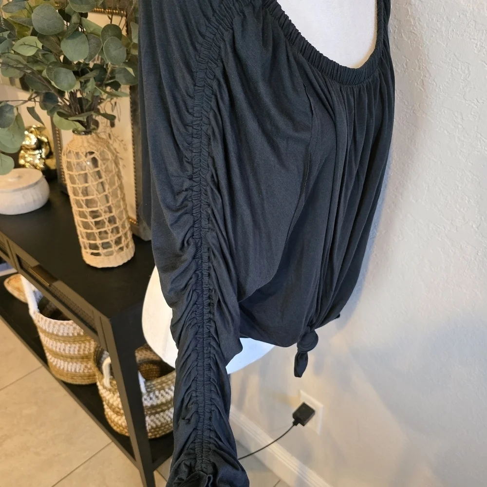 Free People We The Free Women’s Black Care Serenade Long Sleeve Tee Oversized M